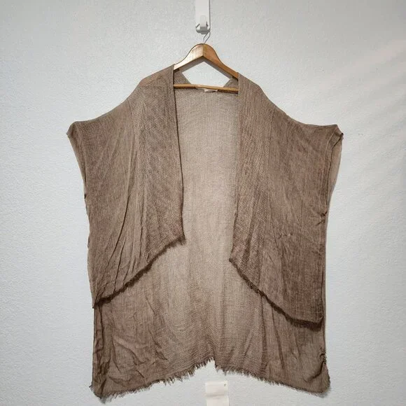 Free People All Tous Open Front Minimalist Kimono Neutral Beach Vacation Wear - Picture 4 of 11